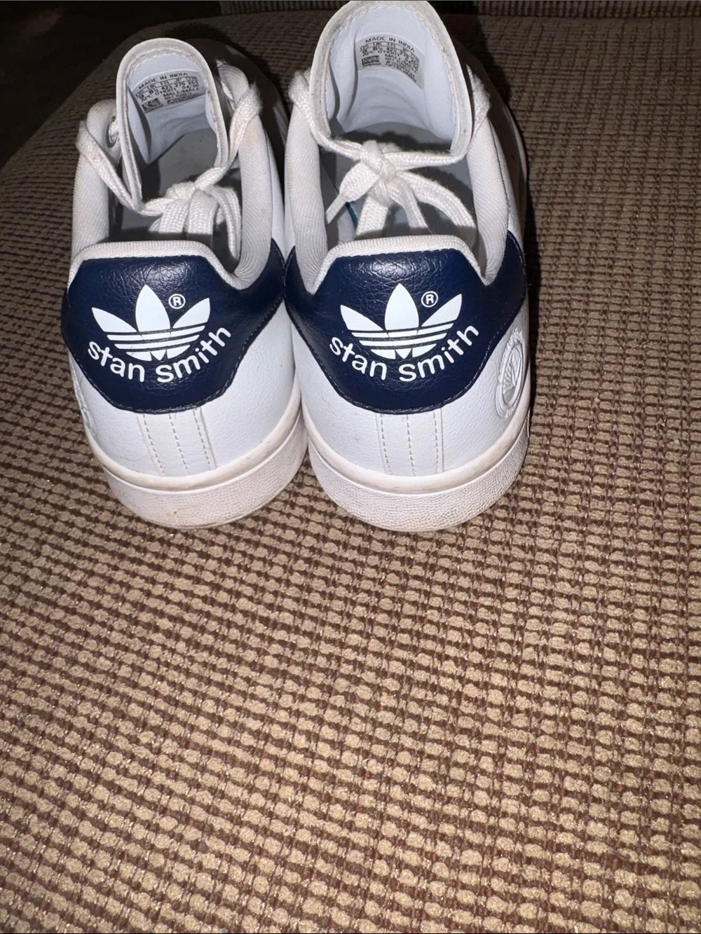 Men’s Stan Smith Size 9 Adidas White and Navy Men’s Leather Sneakers